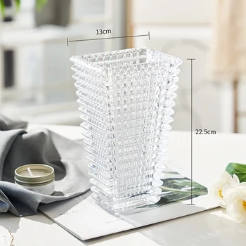 Iskandinav Lüks Kristal Vazo Çiçek Düzenleme Konteyner Masaüstü Dekorasyon Dikdörtgen çiçek düzenleme vazoları