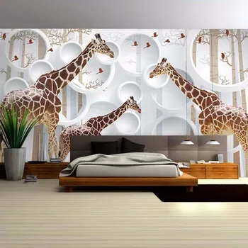 beibehang papel de parede 3D Fotoğraf Duvar Kağıdı Avrupa Tarzı Stereo Zürafa arka plan Duvar oturma odası Duvar Kağıdı Modern 3d Duvar
