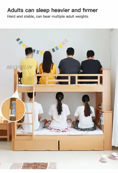 Çocuk Mobilya Japon Tarzı Merdiven Yatak Çevre Koruma Alman Kayın Ahşap Ranza Güçlü Depolama Kombinasyonu