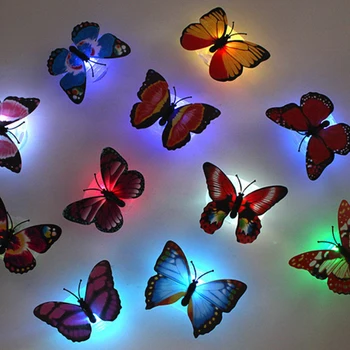 Renkli parlayan kelebek ışık yaratıcı yapışabilir LED gece lambası ev duvar dekorasyonu oyuncak hediye dekorasyon renk rastgele