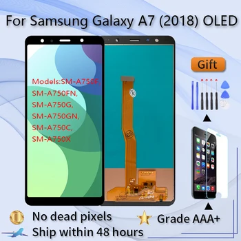 Samsung Galaxy A7 2018 A750 Süper AMOLED TFT / OLED / LCD SM-A750F A750F Ekran Dokunmatik Ekran takımı değiştirme parça