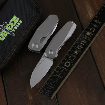Yeşil diken Mouse3 dönüm bıçak D2 bıçak Titanyum alaşım kolu Kamp açık meyve bıçağı pratik katlanır bıçak EDC aracı