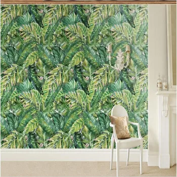 wellyu Özelleştirilmiş büyük duvar resimleri el boyalı Amerikan tarzı tropikal yağmur ormanları bitki yaprakları arka plan duvar kağıdı