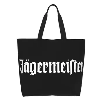 Jagermeister Logo Bakkal Alışveriş Çantaları Sevimli baskılı tuval Alışveriş kol çantası Çanta Büyük Kapasiteli Dayanıklı Çanta