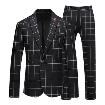 Yüksek kaliteli (Blazer + Pantolon ) erkek İngiliz Tarzı High-end Zarif İş Rahat Moda Basit İnce Takım Elbise İki parçalı Takım Elbise
