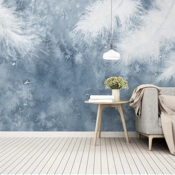 wellyu duvar kağıtları ev dekor Özel duvar kağıdı Modern minimalist el-boyalı tüyler küçük taze İskandinav zemin tapety