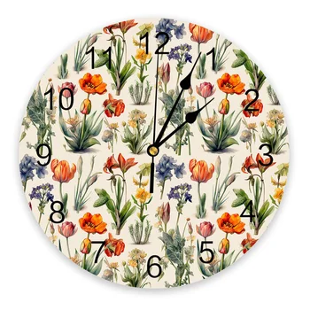 Çiçek Retro duvar saati Modern Tasarım Oturma Odası Dekorasyon Mutfak Sessiz saat ev dekoru