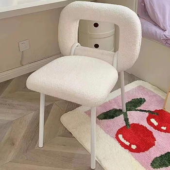 Modern yemek sandalyeleri Konfor Kuzu Aşağı Dresser Sandalye Yaratıcı Şekillendirici Mobilya Ev Rahat Arkalığı Vanity Sandalye
