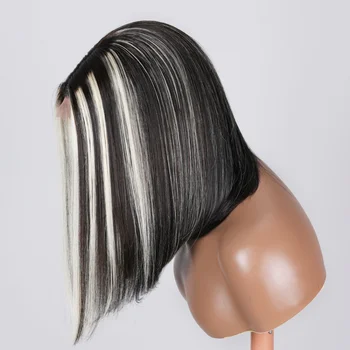 Unice Saç TP1B613 Vurgulamak Kısa Bob Peruk 4x0. 75 T Kısmı Dantel Ön İnsan Saç Peruk Ön-Koparıp Perulu Dantel peruk Kadınlar İçin