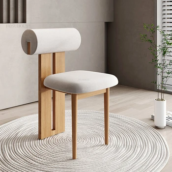 İskandinav Kuzu Kadife katı ahşap yemek sandalyeleri Japon yemek odası mobilyası Yatak Odası makyaj koltuğu Tasarımcı Yaratıcı Arkalığı Sandalye