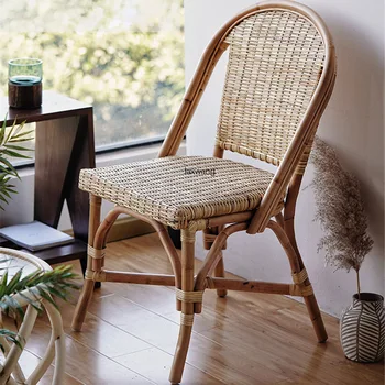 Çin yemek sandalyeleri Ev Mobilyaları Modern Lüks Hasır Sandalye Yatak Odası Çalışma Tek Arkalığı İskandinav Basit Balkon Rattan Sandalye
