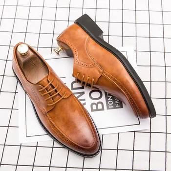 Rahat Dantel-Up gündelik erkek ayakkabısı Iş erkek Oxford Ayakkabı Nefes Deri Erkek Elbise Ayakkabı Sivri Burun Erkekler İtalyan Ayakkabı
