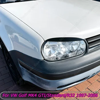 Volkswagen VW Golf 4 için Mk4 GTI TDI SDI R32 1997-2006 2 ADET Farlar Styling Kaş Göz Kapakları Kapak Çıkartmalar Parlak Siyah