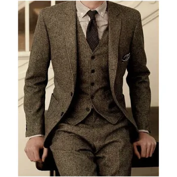 Son Tasarım Custom Made Erkek Akşam Yemeği Parti günlük giysi Damat Smokin Düğün Blazer Takım Elbise Erkekler İçin 3 Parça (Ceket + Pantolon + Yelek + Kravat)
