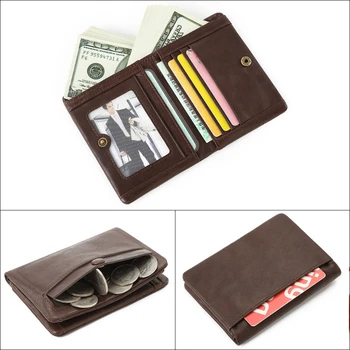 Erkekler Yeni Yüksek Kaliteli deri cüzdan Doğal Deri İnek Derisi Kısa bozuk para cüzdanı el çantası Basit kart tutucu Çanta Erkekler için