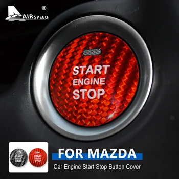 Gerçek Sert Karbon Fiber Mazda Axela Atenza için CX-8 MX-5 CX - 3 CX-4 CX-5 Aksesuarları Motor Çalıştırma Durdurma Anahtarı düğme kapağı Etiket