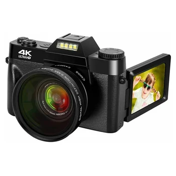 BıngQıanQıan 4K dijital kamera 48MP 16X Zoom 180° Flip 3.0 İnç Ekran Otomatik Odaklama Fotoğraf Vlog Canlı Akış