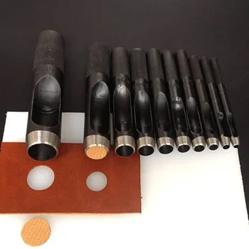 1-15mm Alman Tarzı Siyah Yuvarlak Yumruk deri kemer Perforator Deri Ölür Kesici El Sanatları Araçları Deri Oyma Yuvarlak Delik Zımba