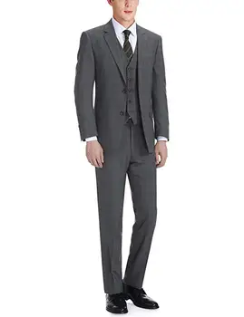 2019 Özel Takım Elbise erkek Klasik Fit ve Slim Fit 2 Düğme 3 Parça Tek Göğüslü Ekose Iş düğün Takımları Groomsmen terno