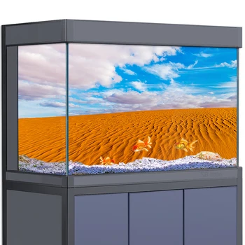 Akvaryum Arka Plan Sticker Dekorasyon Balık Tankları Sürüngen Habitat, Çöl Mavi Gökyüzü Doğa HD 3D Poster 5-55 Galon