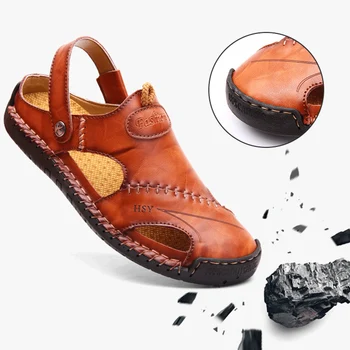 Yeni 2022 Yaz Sandalet Erkekler PU Deri Klasik Emniyet Şal Ayak Roma Sandalet Büyük Boy Açık Ayakkabı Erkekler İçin Hafif Rahat