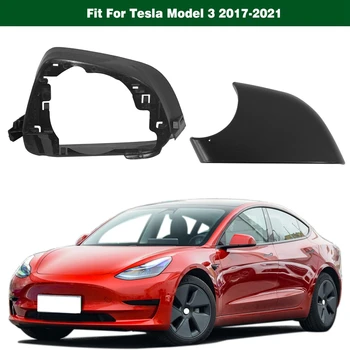 Araba Sol ve Sağ Yan Kapı Ayna Alt Çerçeve İle Kapak Siyah Tesla Modeli 3 2017-2021