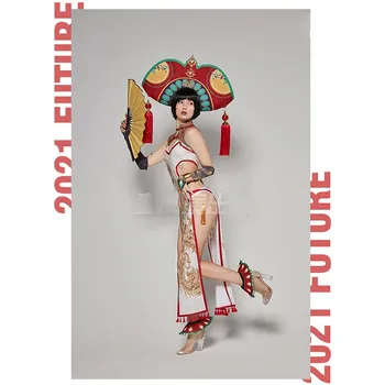 Guochao Yeni Yıl Günü Partisi Bar gogo Performans Giyim Ulusal Gün Çin Rüzgar Granül Dans Güzellik ds Elbise Kız