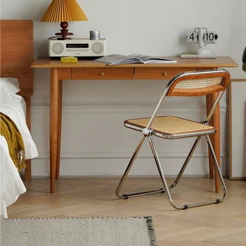 Modern Minimalist Ev yemek Sandalyesi Net Kırmızı Arkalığı Katlanır restoran sandalyesi Rattan mutfak sandalyesi Açık kamp sandalyesi