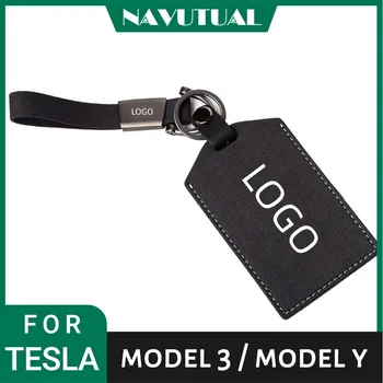 Anahtarlık Tesla Modeli 3 Y 2016-2023 Araba Aksesuarları Deri Anahtar kart tutucu deri kılıf Kart Koruma Aksesuarları