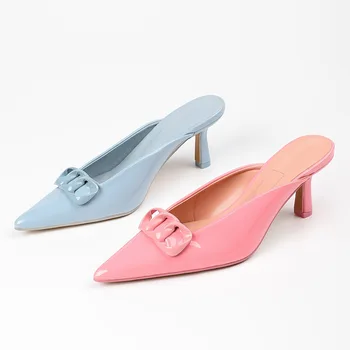 Yeni Varış moda Kadın Ayakkabı Slip-on Sığ Zapatos Mujer düz renk terlik sivri Burun Sandalet