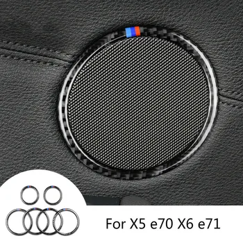 BOOMBLOCK Araba kapı Hoparlör Dekoratif Daire Sticker Karbon Fiber Hoparlör Trim Aksesuarları BMW E70 E71 X5 X6 2008-2014