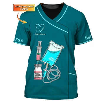 2023 Yaz Erkek t shirt Hemşirelik Araçları Kişiselleştirilmiş 3D Baskılı Unisex Tshirt hemşire üniforması Tıbbi Scrubs Giyim T-Shirt DW185