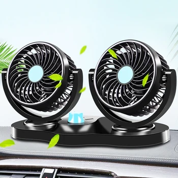 12V / 24V Mini elektrikli araba fanı Düşük Gürültü Araba Klima 360 Derece Dönen Soğutma Fanı en araç soğutucu ventilador Yaz