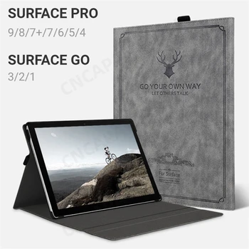 Retro Geyik Kabartmalı Funda Microsoft Surface Pro için 9 8 7 Artı 6 5 4 İş Kapak Kılıf Yüzey Git 3 2 1 Sert PC Arka Kabuk