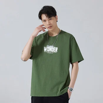 TFETTERS Marka Erkek T Shirt 2023 Yaz Kısa Kollu Gevşek Rahat T Shirt Erkek Üstleri Günlük Mektup Baskı Saf Pamuklu erkek giyim