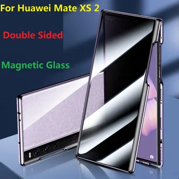 Metal çerçeve için Huawei Mate XS 2 Xs2 durumda cam Filmi gizlilik çift taraflı manyetik Anti casus kapak