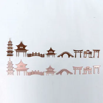 DUOFEN METAL KESME ÖLÜR Asya pavilion ve torii DIY papercraft projeleri koleksiyon defteri kağıdı Albümü