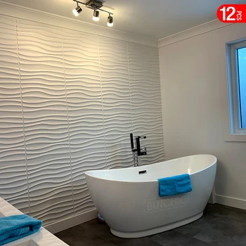 12 adet 50x50 cm 3D duvar paneli geometrik dalga 3D duvar çıkartmaları banyo dekorasyon su geçirmez karo 3d kalıp 90'lı estetik odası