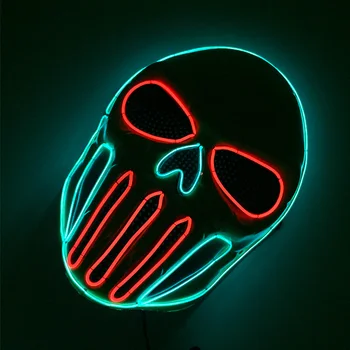 Yeni LED parlayan Neon CS maskesi cadılar bayramı maskeli parti Cosplay oyun Prop gece kulübü barlar KTV ışık maskesi