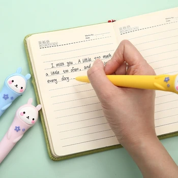Sevimli Tavşan Jel Kalem 0.5 mm Dergi Yazma için Güzel Nokta Kalemler Ofis Okul Malzemeleri Hediyeler için Erkek Kız Hediye 6 Adet W3JD