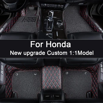 Özel Çift Katmanlı Deri Araba Paspaslar Honda Civic CRV İçin CR - V Fit Caz Accord Odyssey FİT Oto Halı Araba Aksesuarları
