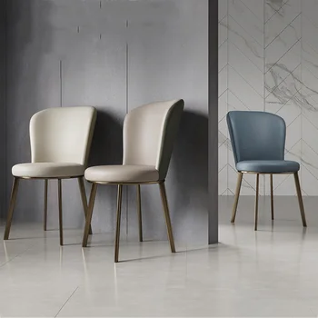İskandinav Lüks Yemek Sandalyesi Deri Yumuşak Modern yemek odası sandalyesi Ergonomik Tasarım Restoran Arkalığı Cadeira Ev Mobilyaları