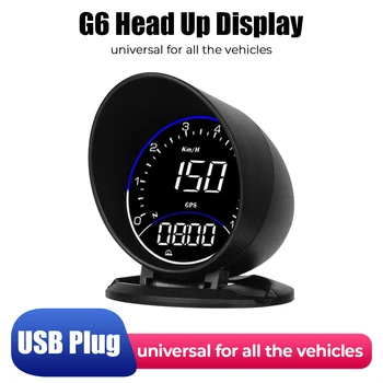 Araba Head Up Display Kilometre Kilometre G6 HUD Ortam İşığı Alarmı Seti Dijital Saat İrtifa Ölçer RPM MPH