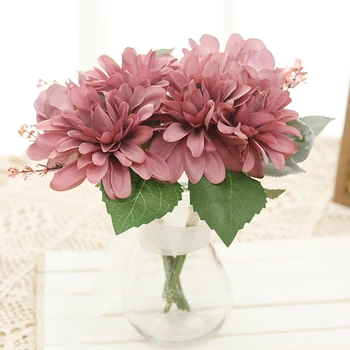 2 adet Sonbahar İpek Yapay Çiçekler Krizantem Buket Düğün Ziyafet Olay Sahte Çiçekler Oturma Odası Ev Dekorasyon Masa
