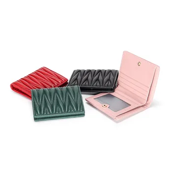 Küçük cüzdan Kadın Hakiki Deri Düz Renk Lüks Marka Koyun Derisi Küçük Moda Çanta Kart Sahipleri ile