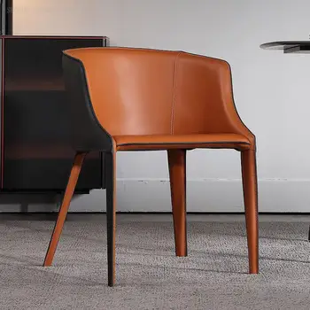 İskandinav Deri Yemek Sandalyesi Ev Restoran Yatak Odası Arkalığı salon sandalyeleri Modern Minimalist Otel Lobisinde Oturma Odası Koltuk