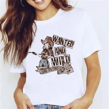 Batı Gömlek Güney Gömlek T Giyim Baskı Kadın Kadın Yaz Grafik Tee Moda Giyim Kısa Kollu Rahat T-Shirt