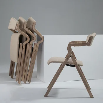 İskandinav Mobilya katı ahşap yemek sandalyeleri için mutfak mobilyası Basit Retro Katlanır Arkalığı Yemek Sandalyesi Eğlence Şezlong
