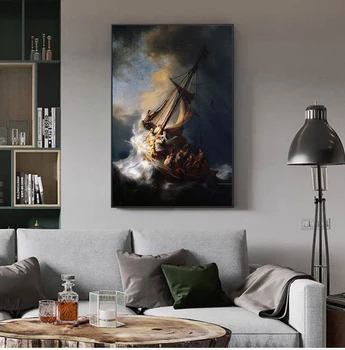 Rembrandt Gemi Tuval Yağlıboya HD Duvar Sanatı Baskılar Resim Oturma Odası İçin Modern Ev Dekor Posterleri 1 Parça Yok çerçeve