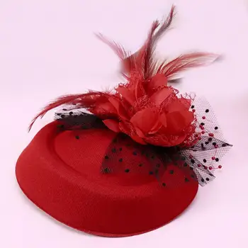 Kokteyl şapkalar tatlı Fascinator Şapka Çiçek dekor sahte Yün silindir şapka